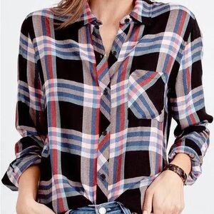 Rails Hunter Black Melon Aqua Plaid Button Down Shirt XS